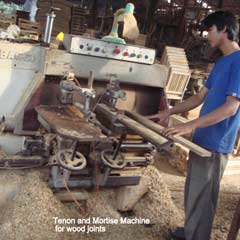 Tenon and mortise joinery - Indonesian furniture factory